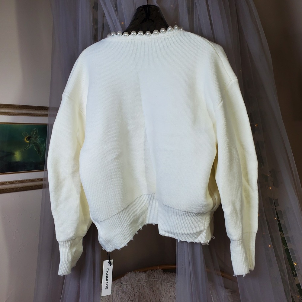 Commense Pearl Cardigan Ivory Size S Sea Side Grandmacore Career Casual Party - Picture 6 of 8